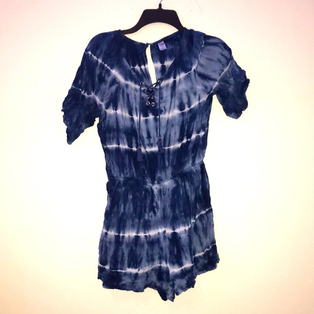 Navy Blue and White Tie Dye Rumper